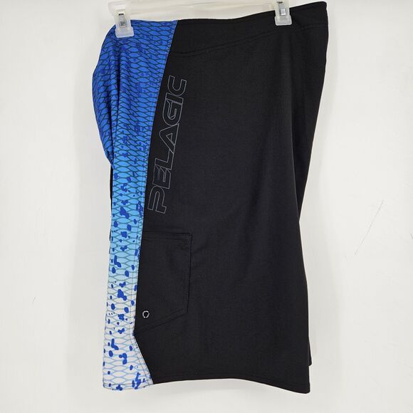 Pelagic Swim Boardshorts Men 38 Blue Fish Camo Offshore Fishing Trunks Surf - Picture 6 of 8